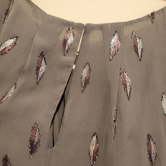 Joie Kastra Granite Diamond Print Flowy Tank Top Blouse Gray Metallic - Picture 6 of 11